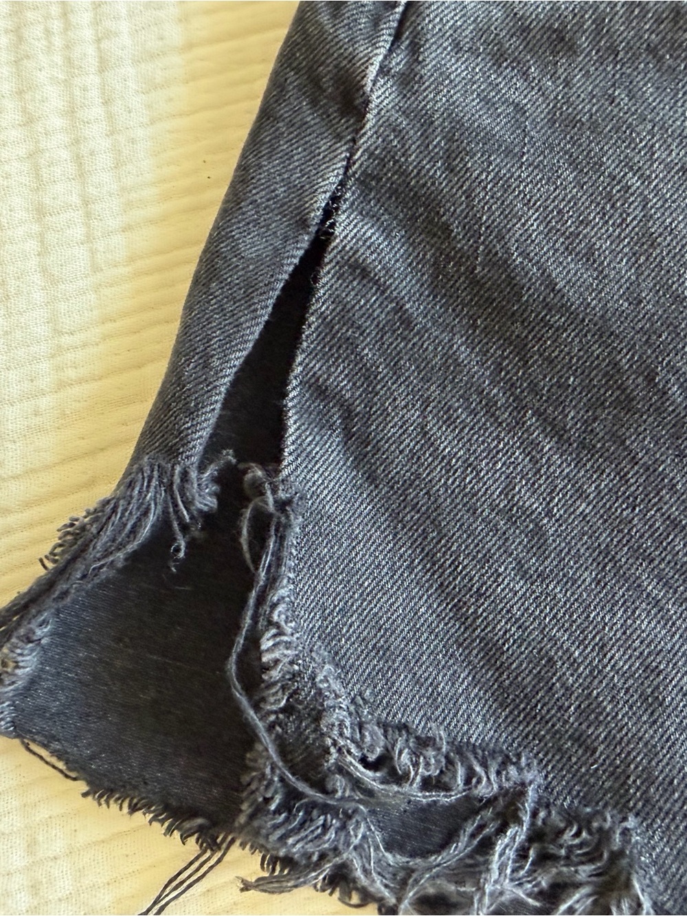 Agolde Black Parker Frayed Hem Denim Shorts - Picture 2 of 6